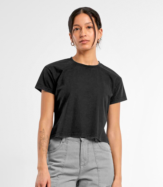 Damska krótka koszulka - Vintage Cropped Tee