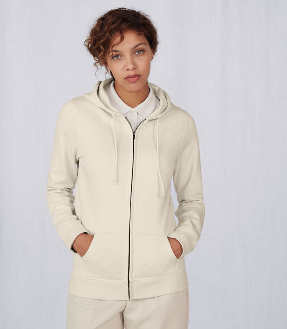 Bluza damska na zamek z kapturem - Organic