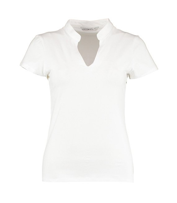 Korporacyjny top - V-neck z mandaryńskim kołnierzem