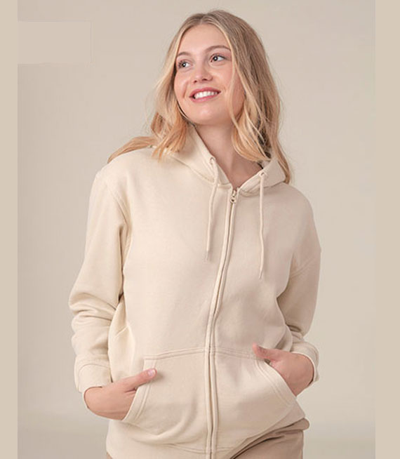 Bluza damska na zamek z kapturem - Organic