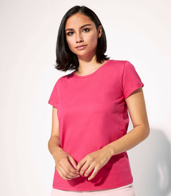 Damski T-shirt z wywijanym rękawkiem