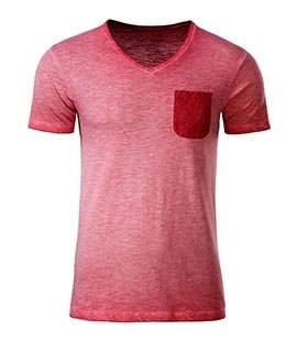 Koszulka V-neck z kieszonką - melanż