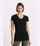 Dopasowana damska długa bluzka z dekoltem V-neck 